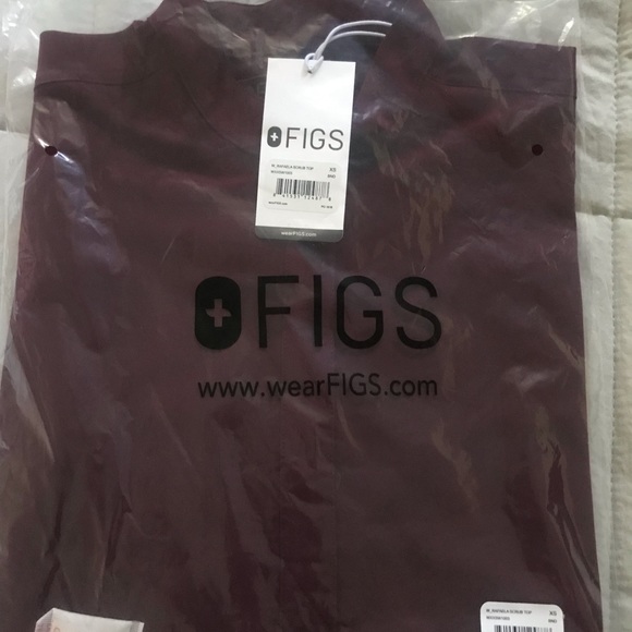 NWT Figs Burgundy Rafaela Scrub Top Size(XS) - Picture 4 of 4